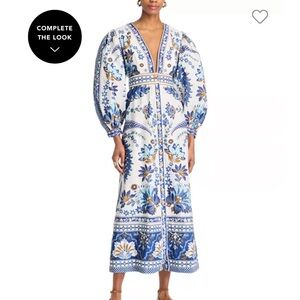 FARM Rio Blue and White Floral Maxi Dress